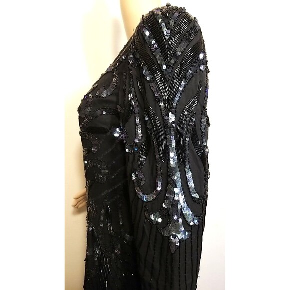 Vintage 80s  A.J. Bari Beaded Sequins Silk Dress Size 8 Beautiful - Picture 11 of 12